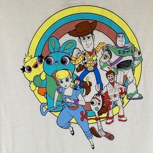 Disney Pixar Toy Story 4 Characters cream Short Sleeve Shirt Jr Sz XXL